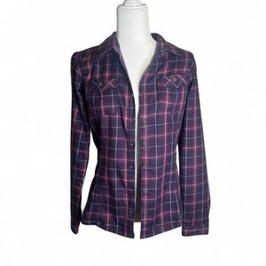 Mountain Hardwear Plaid Button-Down Shirt - Pink and purple